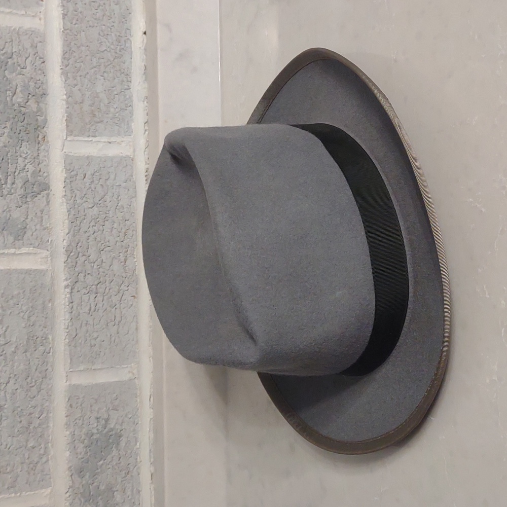 Vintage Planar-Merino 100% Wool Grey Fedora Cap Top Hat Size Small